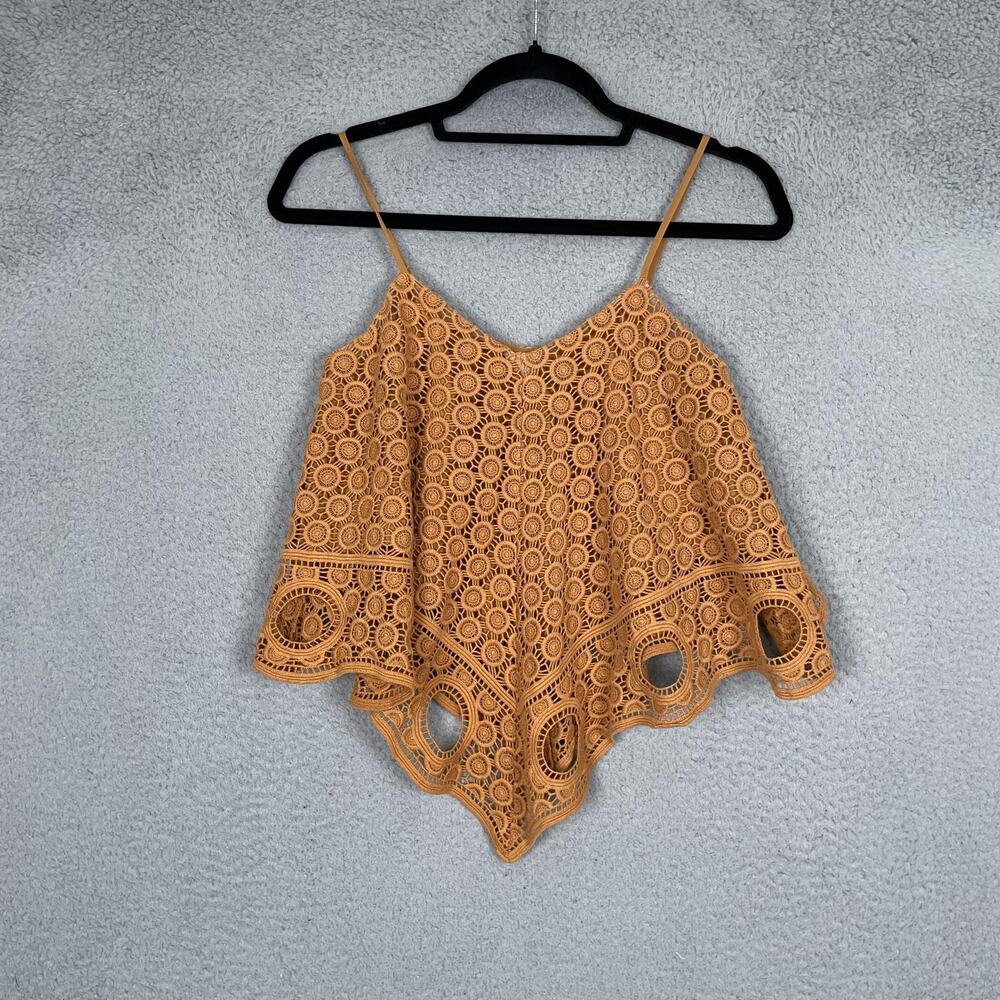 Intermix Crochet Lace Tank Top Womens XS Handkerchief Hem Boho USA